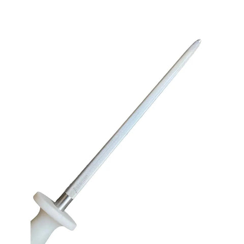 12 Inch Fine Cut Stainless Steel Knife Sharpening Rod - White Handle TOP-12W
