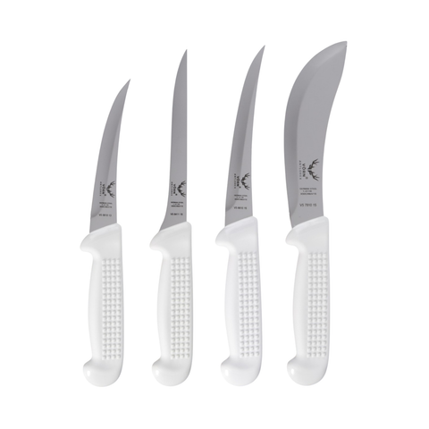 Vorn Antlorex 4PCS Butcher Knife Set – 5" & 6" Curved Hollow Ground Boning, 6" Straight Filleting & 6" Skinning Knives
