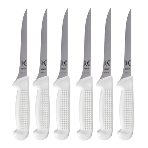 Butchers 6" Straight Flexible Taper Filleting Knife Set of 6