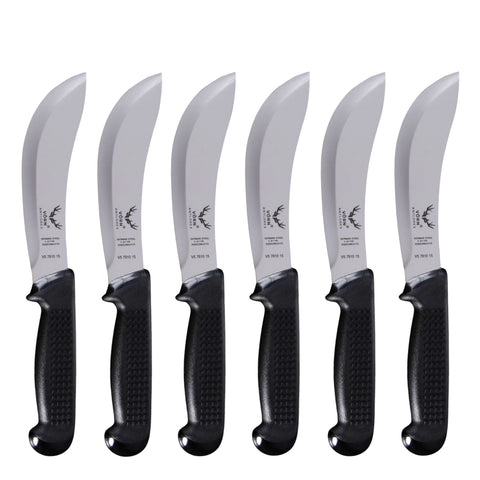 Vorn Antlorex 6-Pack 6" Curved Skinning Knife Set – German Stainless Steel Hollow Ground Butcher & Hunting Knives | Black, White, Blue or Pink