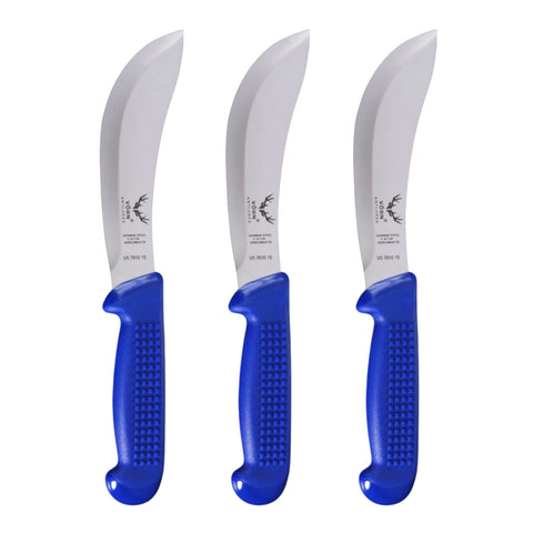 Vorn Antlorex 3-Pack 6" Curved Skinning Knife Set – German Stainless Steel Hollow Ground Butcher & Hunting Knives | White,Black,Blue, or Pink Handle