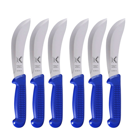 Vorn Antlorex 6-Pack 6" Curved Skinning Knife Set – German Stainless Steel Hollow Ground Butcher & Hunting Knives | Black, White, Blue or Pink