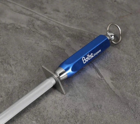Butchers BOOST 12" Knife Sharpener Rod Microfine Knife Sharpening Steel Blue AllYourBlades