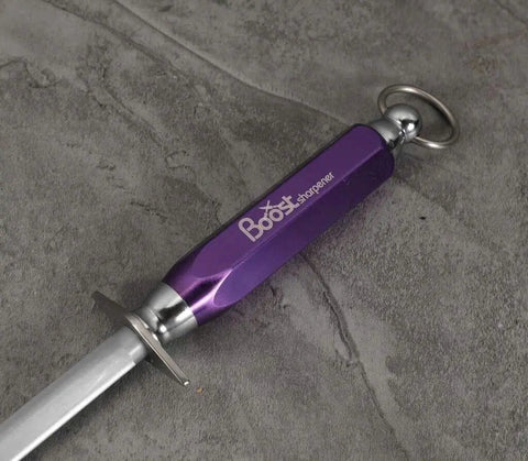 Butchers BOOST 12" Knife Sharpener Rod Microfine Knife Sharpening Steel Purple AllYourBlades