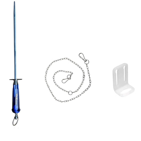 Butcher Tool Set VOOST 12" Square Combi Sapphire Sharpening Steel Chain Steel