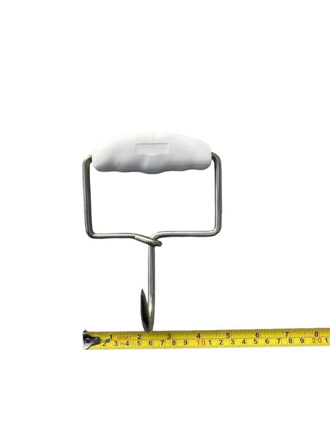 Butchers Hook Stainless Steel Square Boning Hook With Moulded Grip 15cm White