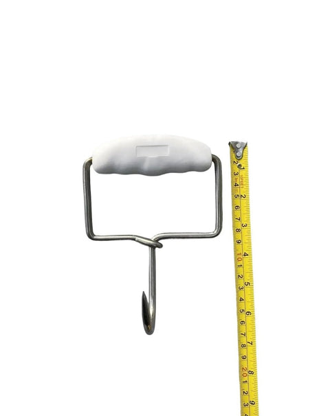 Butchers Hook Stainless Steel Square Boning Hook With Moulded Grip 15cm White