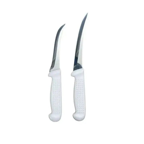 Curved Boning Knife Set 5'' & 6'' White Handle AllYourBlades