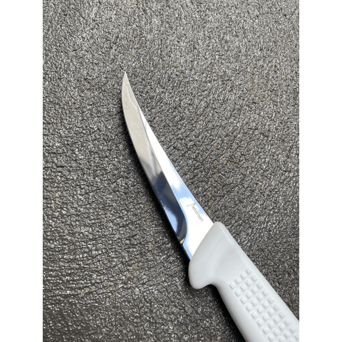 Diekensen 5 Inch Curved Stiff Boning Knife White Ridged Grip Handle WB89226-15HG