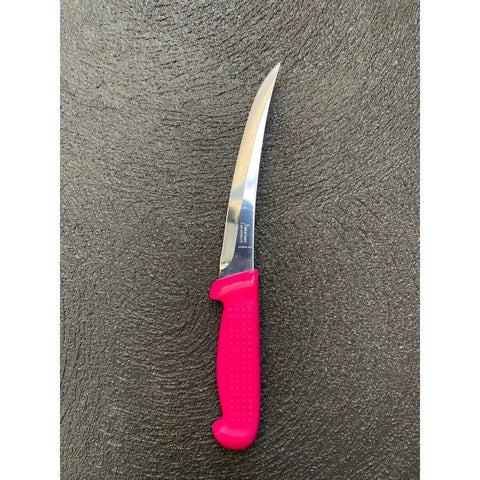 Diekensen 6' Curved Stiff Boning Knife Pink Ridged Grip Handle AllYourBlades