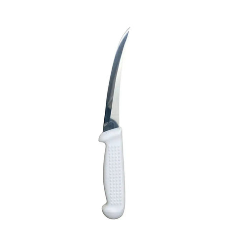 Diekensen 6' Curved Stiff Boning Knife White Ridged Grip Handle AllYourBlades
