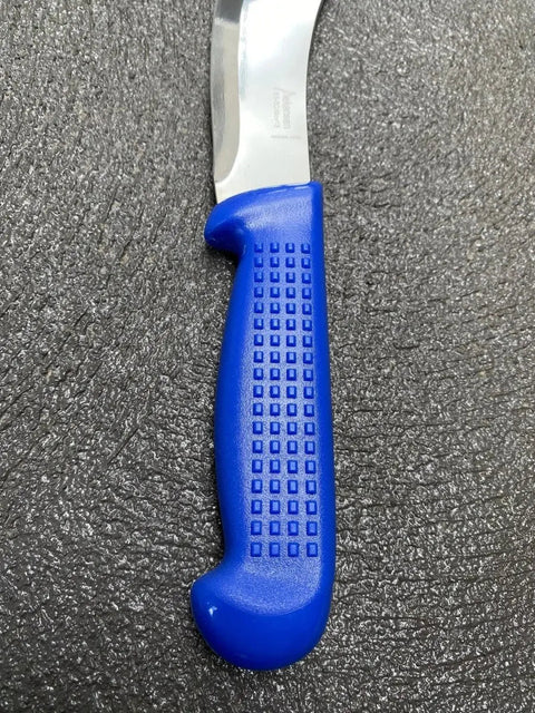 Diekensen 6' Curved Stiff Skinning Knife Blue Ridged Grip Handle AllYourBlades
