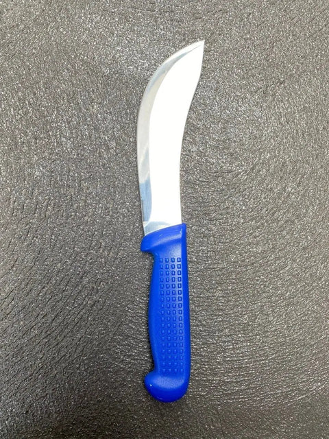 Diekensen 6' Curved Stiff Skinning Knife Blue Ridged Grip Handle AllYourBlades