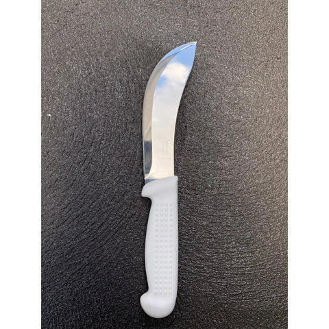 Diekensen 6' Curved Stiff Skinning Knife White Ridged Grip Handle AllYourBlades