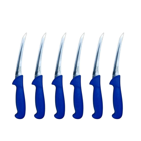 Diekensen Blue Butcher's Curved Stiff Boning Knife 6'' 15cm Blade - Set of 6
