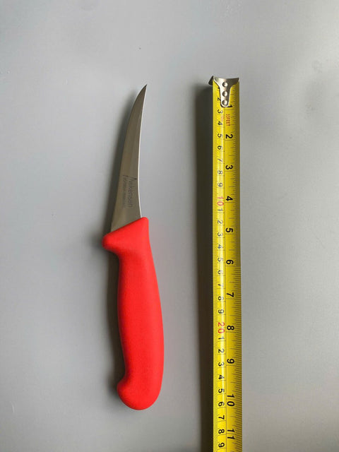 Diekensen Butchers 5" Boning Curve Knife Soft Grip Handle Narrow Blade 13cm Red