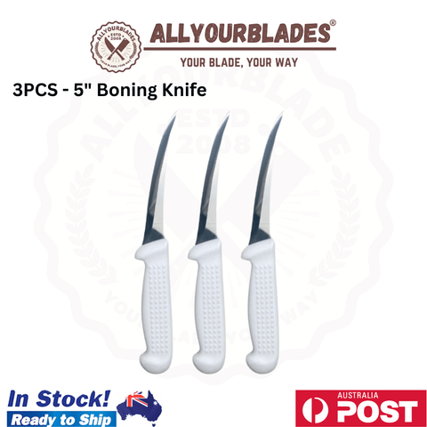 Diekensen Butchers Curved Boning Knife 5'' Narrow Blade Ridged Grip Set of 3