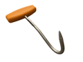 a metal hook with an orange handle, which is a tool commonly used for hanging or securing objects.