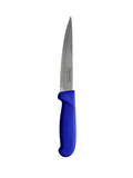 a knife with a blue handle on a black background