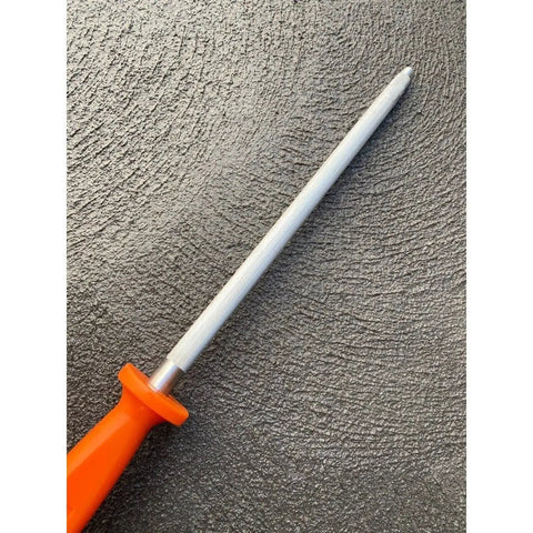 Fine Cut Stainless Steel Knife Sharpening Steel- Orange Handle TOP