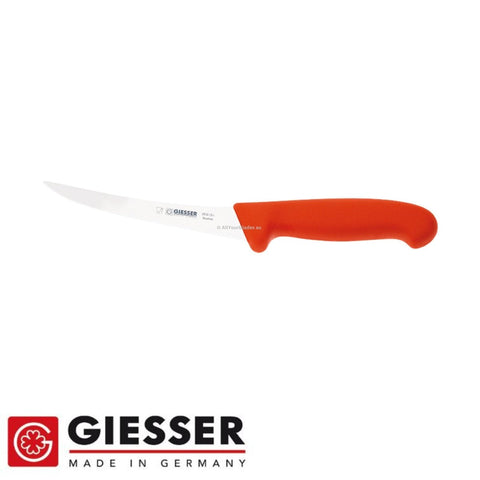 Giesser Butcher 6" Boning Knife 15cm Curved Narrow Stiff Blade Red 2515-15