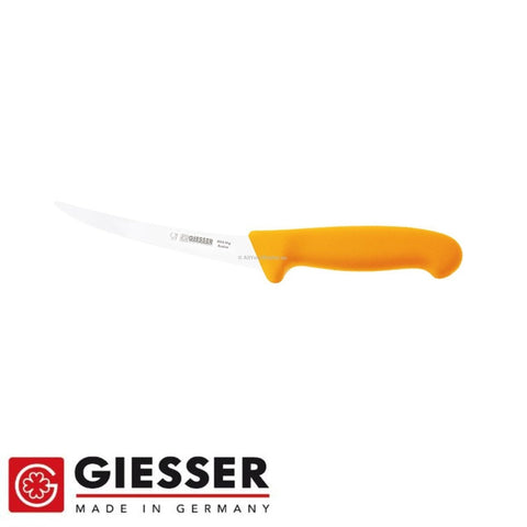 Giesser Butcher 6" Boning Knife 15cm Curved Narrow Stiff Blade Yellow 2515-15