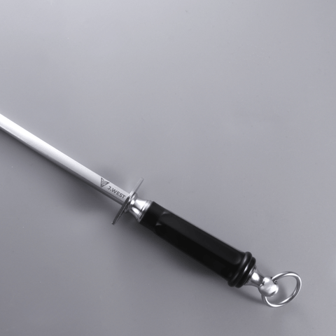 J.West 10"/25 cm Professional Butcher’s Combi Square Fine Cut & Polished Sharpening Steel JA14