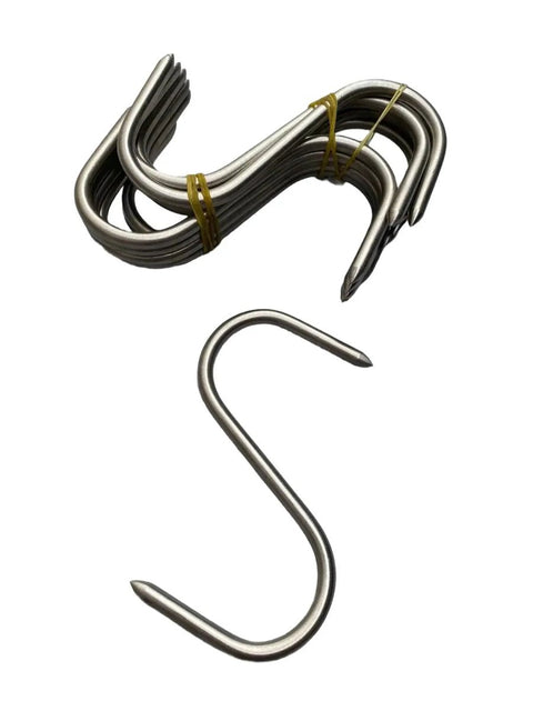 New SET 40 x 4 in Solid Stainless Steel Meat S-Hooks Butchers Hunters Sausage Ma