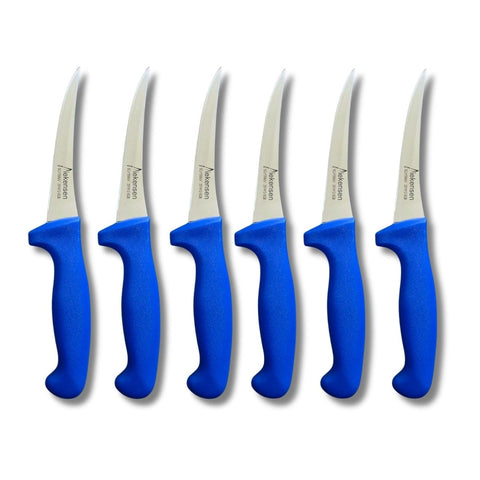 Set of 6 Diekensen Butcher's 5" 13cm Curved Narrow Hollow Ground Boning Knives
