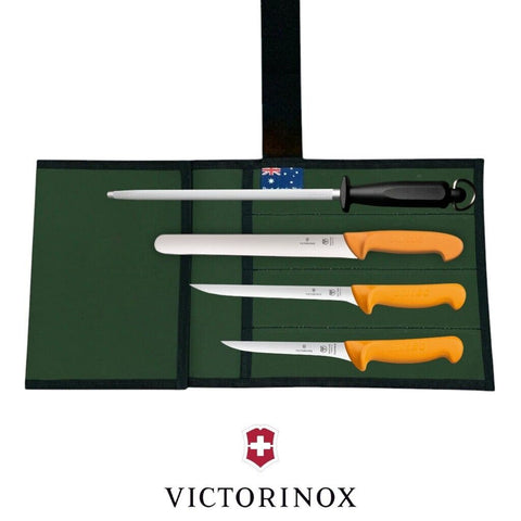Swibo Victorinox 4PCS Fisherman Knife Set Boning Skinning Slicing 12" Steel