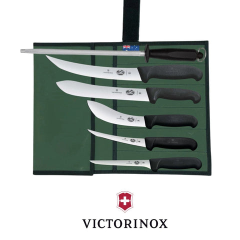 Victorinox 6PCS Butcher & Skinning Knife Set Bullnose 12" Steel Farmer Hunter