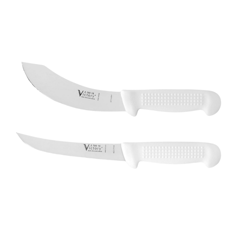 a pair of white knives sitting next to each other