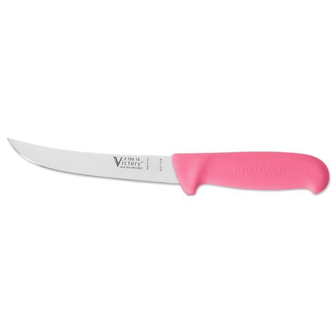 Victory Knives Butchers 6" Wide Curved Boning Knife Pink 15cm