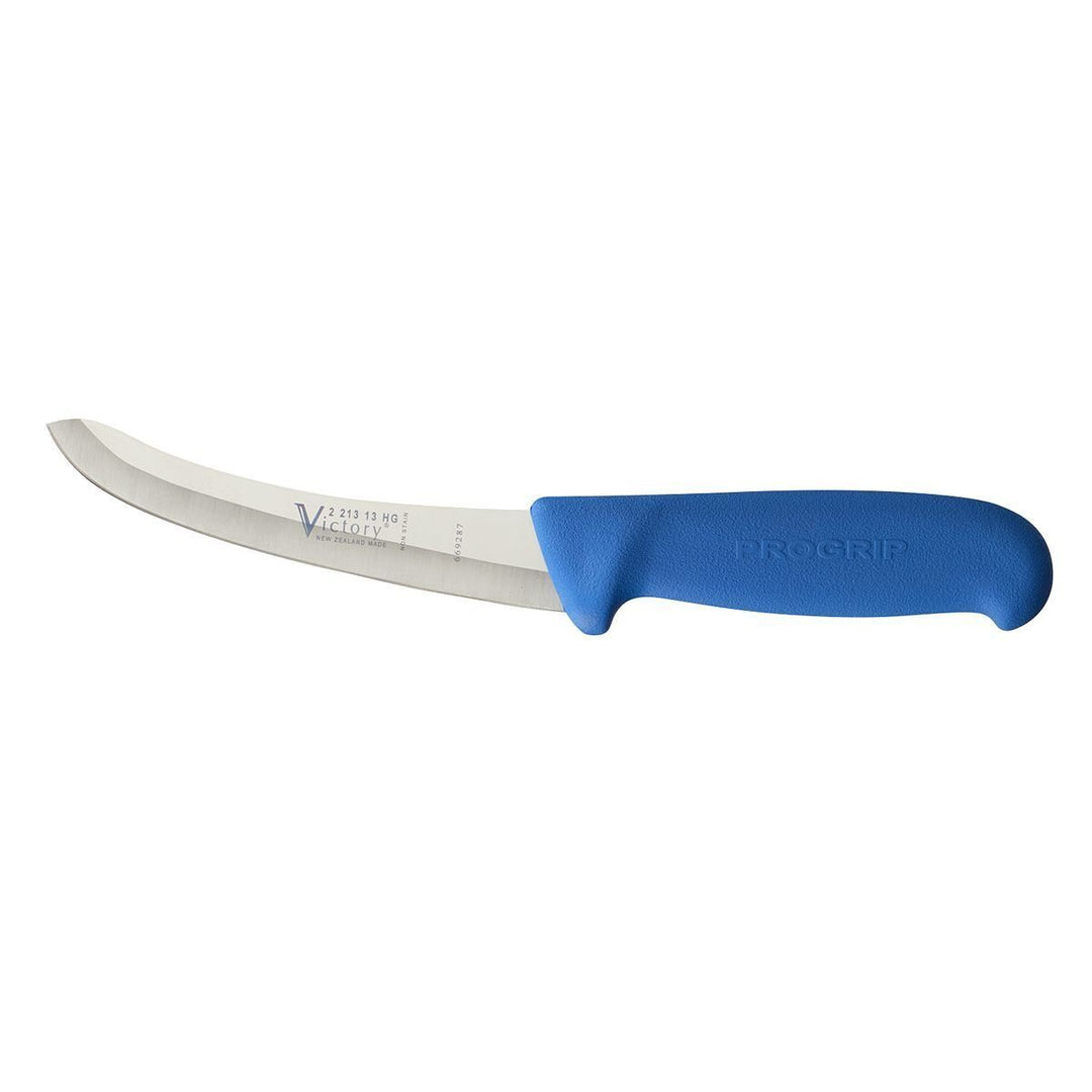Victory Knives Curved Boning Knife Hollow Ground Rounded Tip Blue 13cm ...