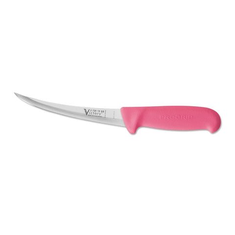 Victory Knives Narrow Curved Boning Knife Hollow Ground Pink 15cm
