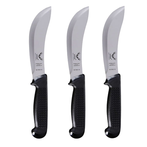 Vorn Antlorex 3-Pack 6" Curved Skinning Knife Set – German Stainless Steel Hollow Ground Butcher & Hunting Knives | White,Black,Blue, or Pink Handle
