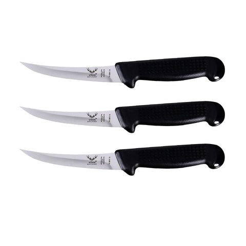 Vorn Antlorex 3PCS 5" Curved Stiff Hollow Ground Boning Knife Set – Professional Butcher Knives 13cm | German Stainless Steel | Black & White