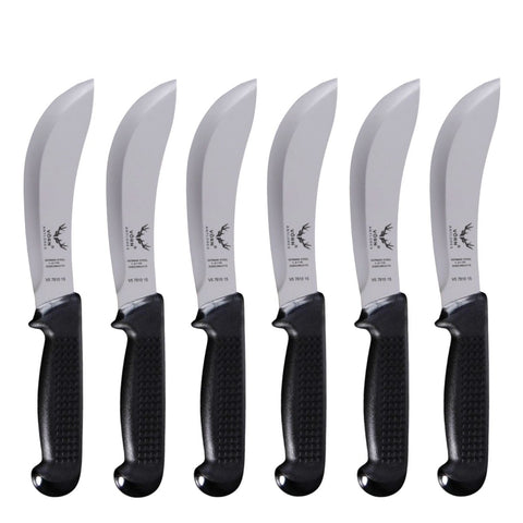 Vorn Antlorex 6-Pack 6" Curved Skinning Knife Set – German Stainless Steel Hollow Ground Butcher & Hunting Knives | Black, White, Blue or Pink