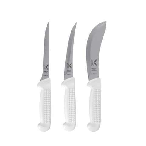 Vorn Antlorex Butcher Knife Set 6" Curved Boning, Straight Filleting & Skinning Knives German Steel